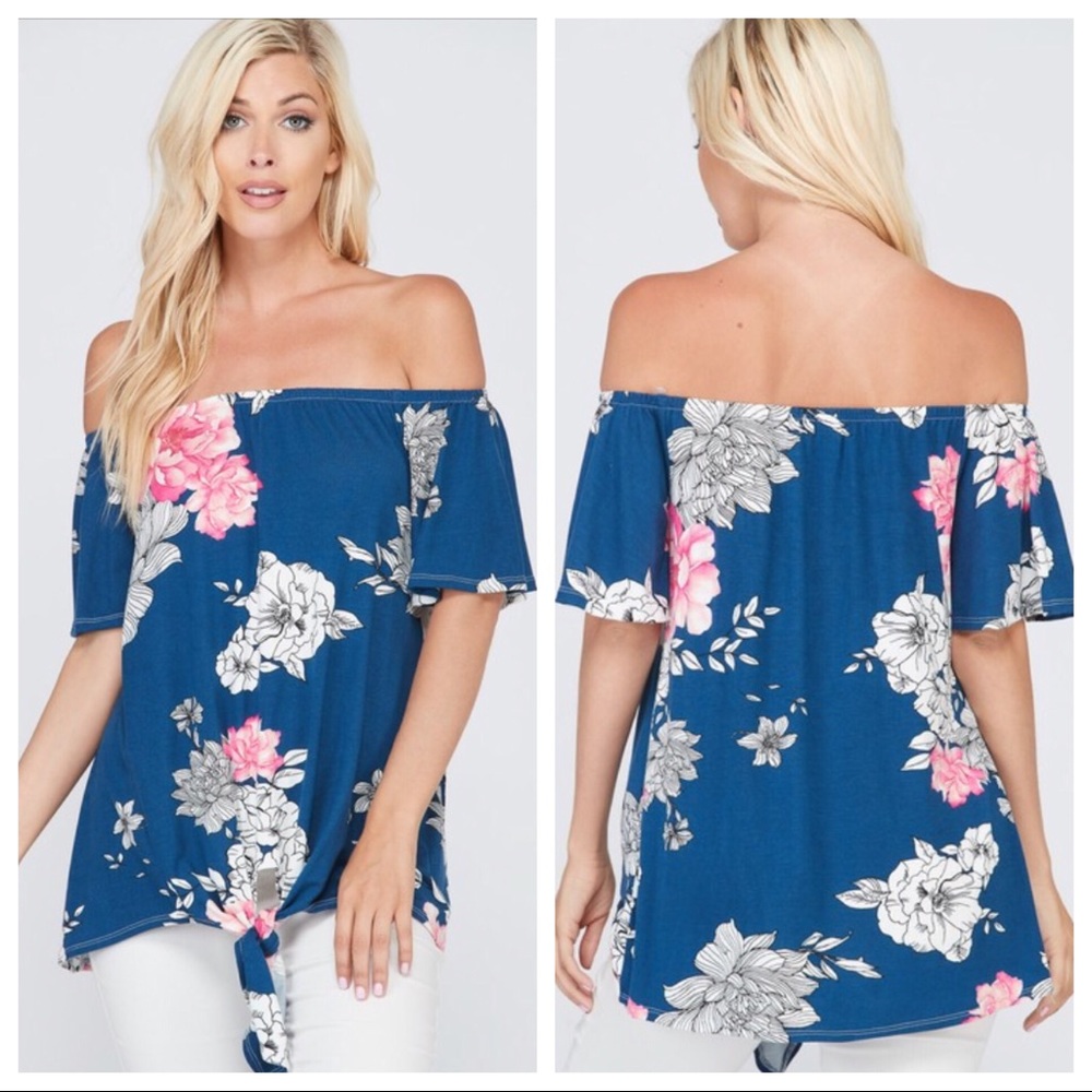 ✨NEW✨ Short Sleeve Off Shoulder Floral Tunic Top